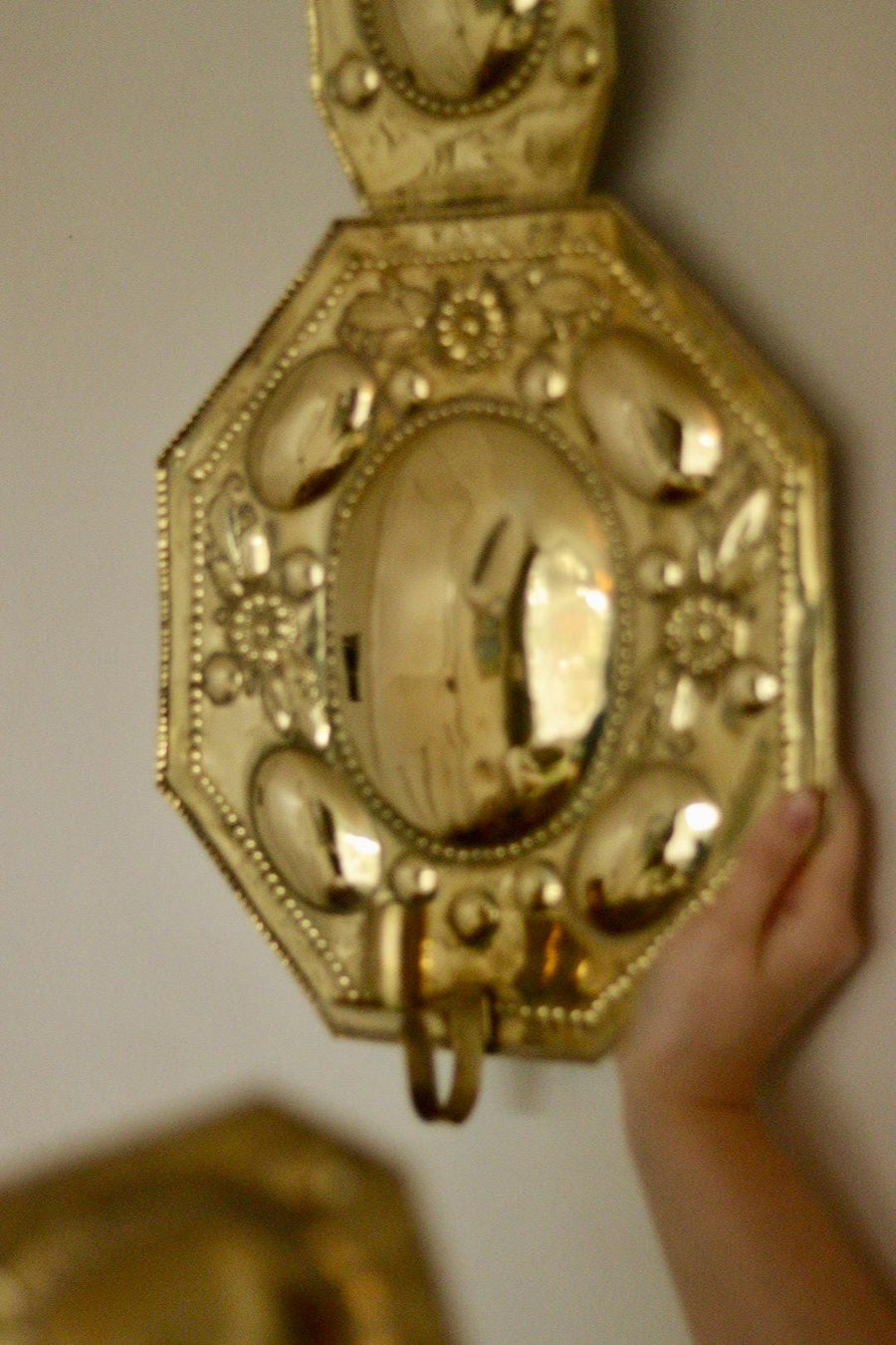 Pair Of Large Mid Century Swedish Brass Sconces