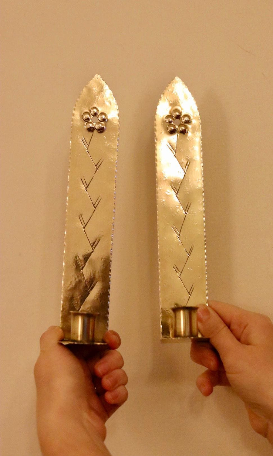 A Pair of Mid Century Swedish Brass Sconces