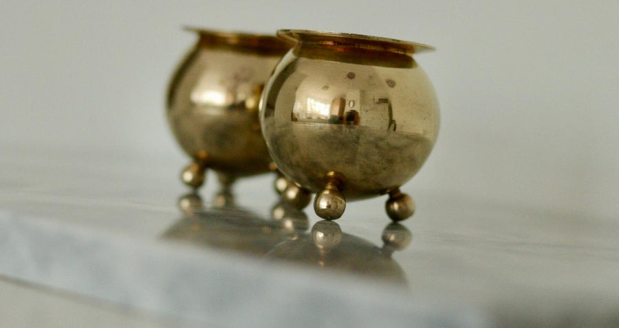 Pair of Mid-Century Swedish Brass Candle Holders