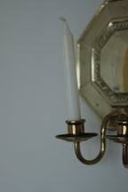 Pair of  Swedish Brass Octagonal Sconce with double arm Design