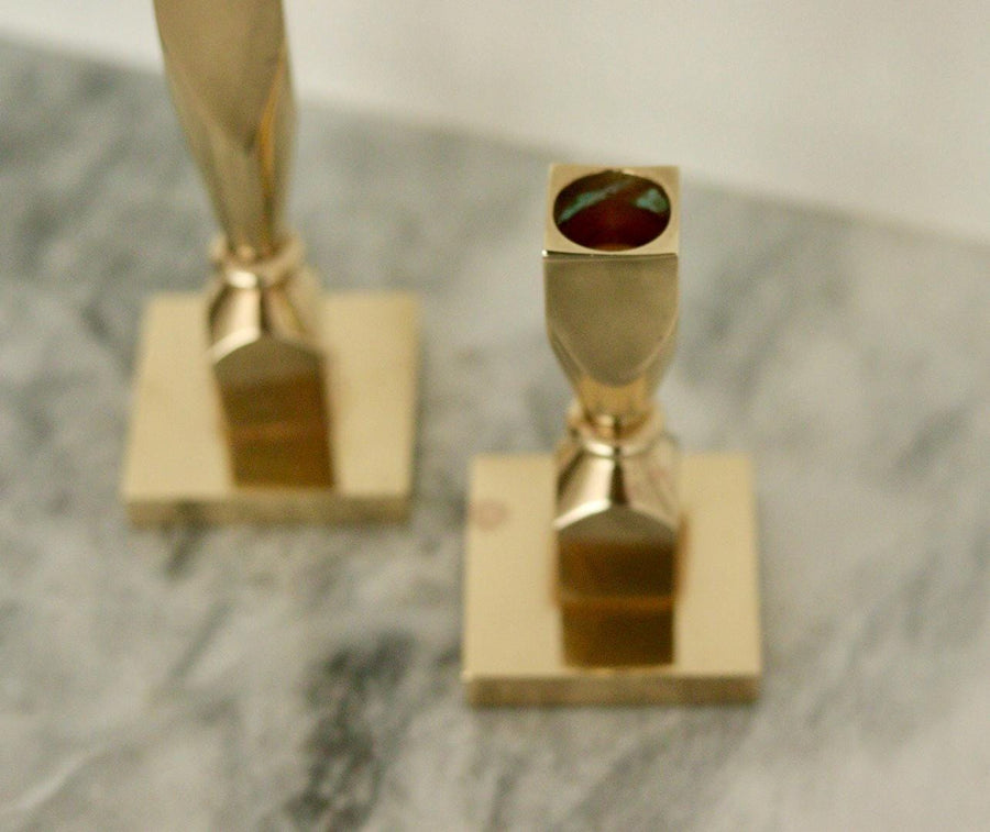 Pair of Mid-Century Swedish Brass Candle Holders