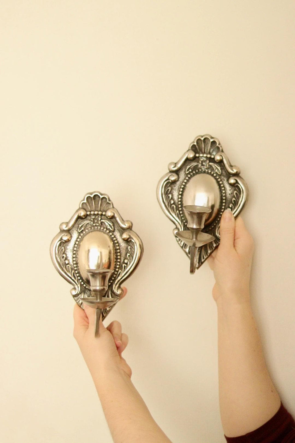 Pair of Mid Century Swedish Pewter Sconces