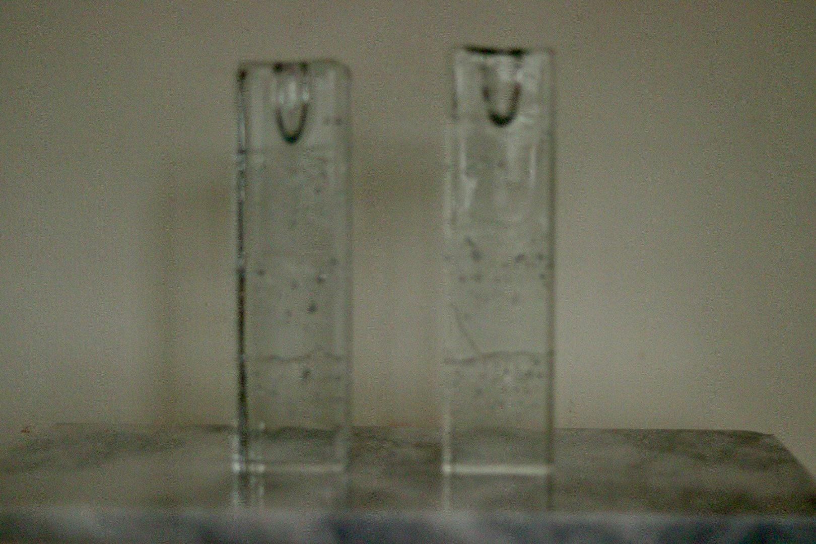 Pair Of Solid Glass Candlesticks "Arkipelago" From ittala Finland