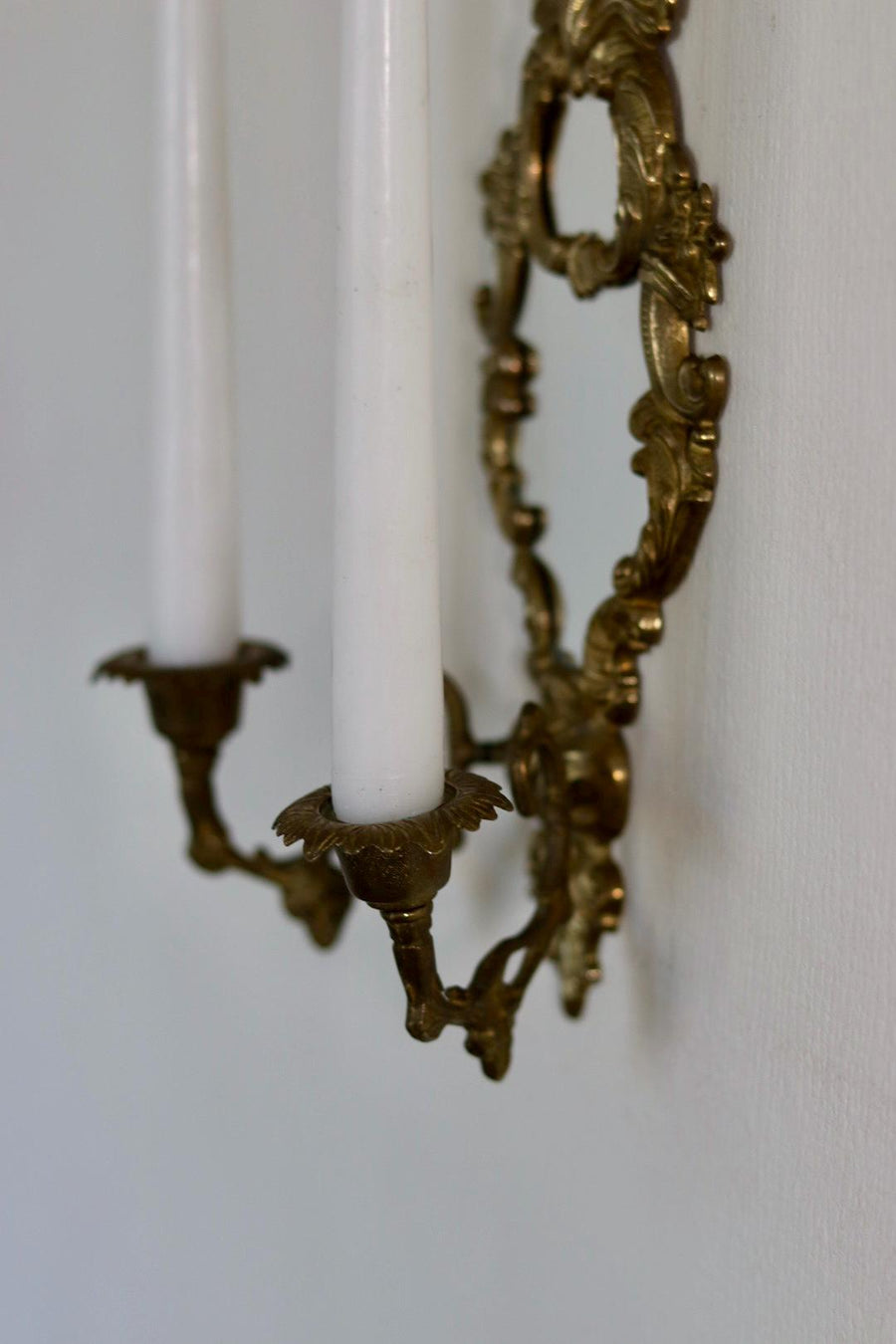 Mid Century Swedish Brass Sconce with Mirror