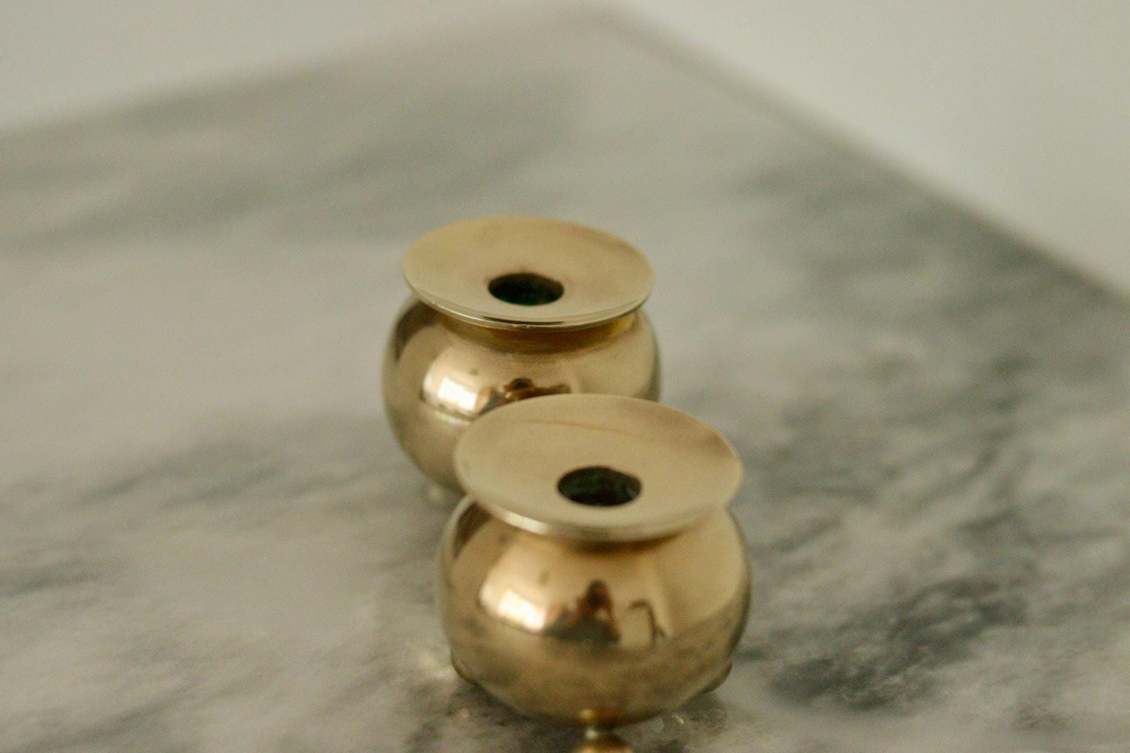 Pair of Mid-Century Swedish Brass Candle Holders