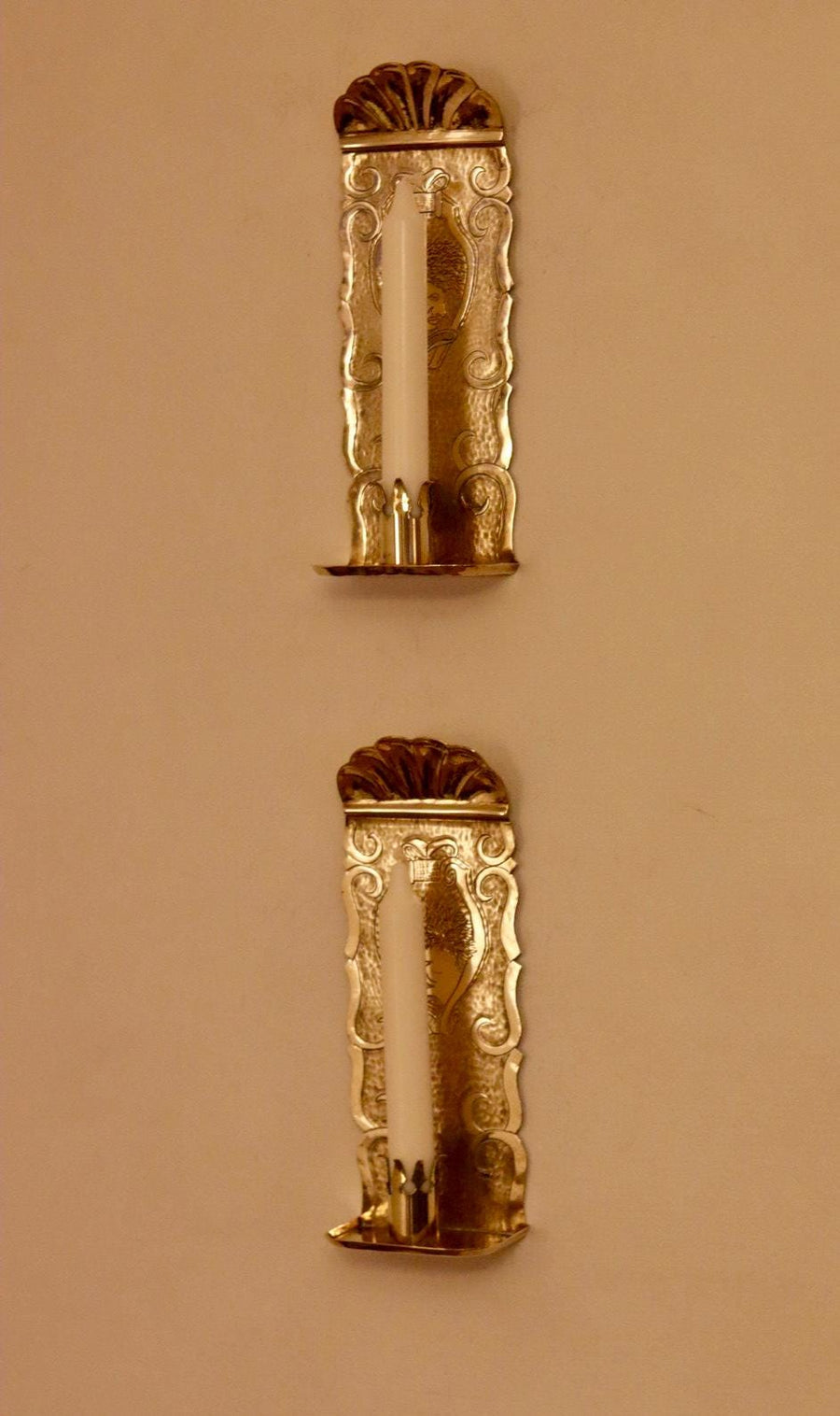 A Pair of Mid Century Swedish Brass Sconces
