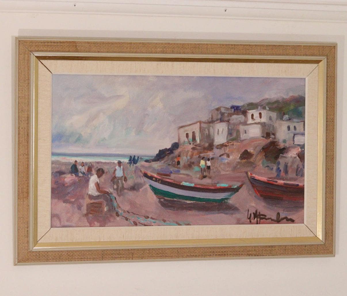 Mid-Century Original Swedish Oil on Canvas "Mediterranean"