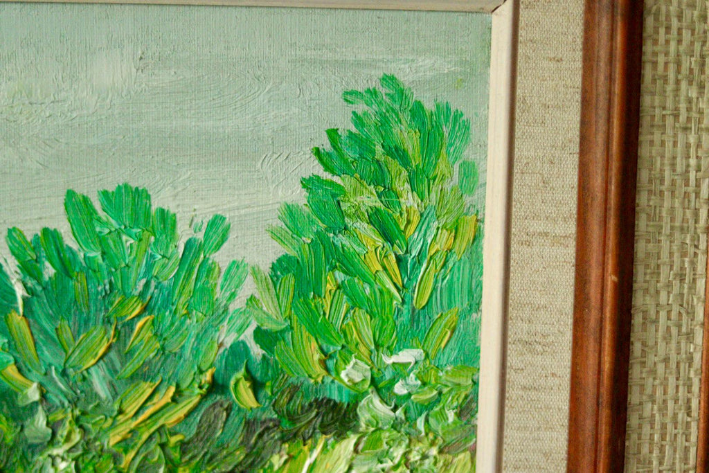 Mid-Century Original Oil on Canvas – “Vibrant Landscape”