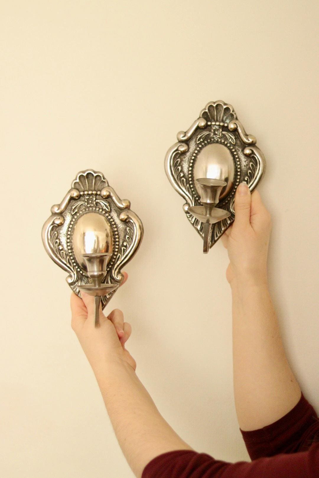 Pair of Mid Century Swedish Pewter Sconces