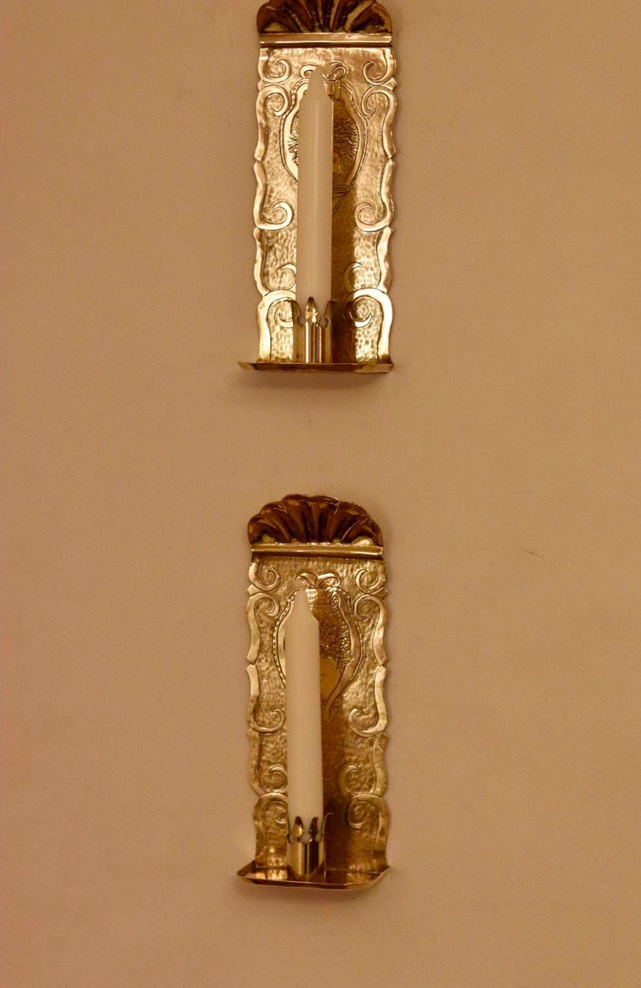 A Pair of Mid Century Swedish Brass Sconces