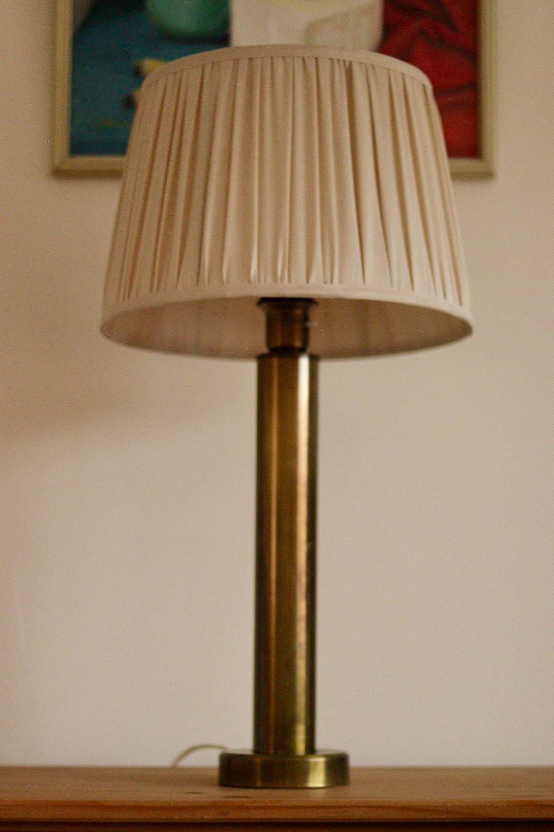 Tall Swedish Brass Bobbin lamps by Bergboms