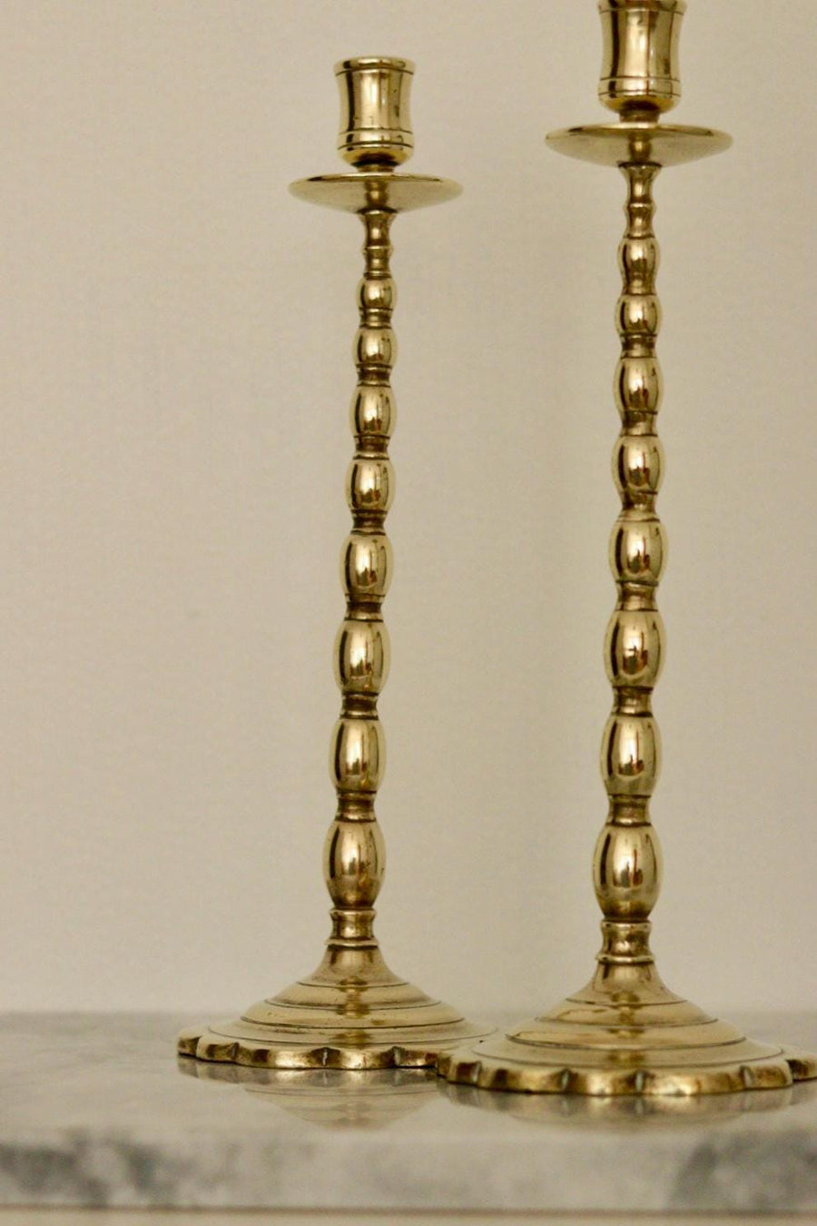Pair of Mid-Century Swedish Brass Candle Holders