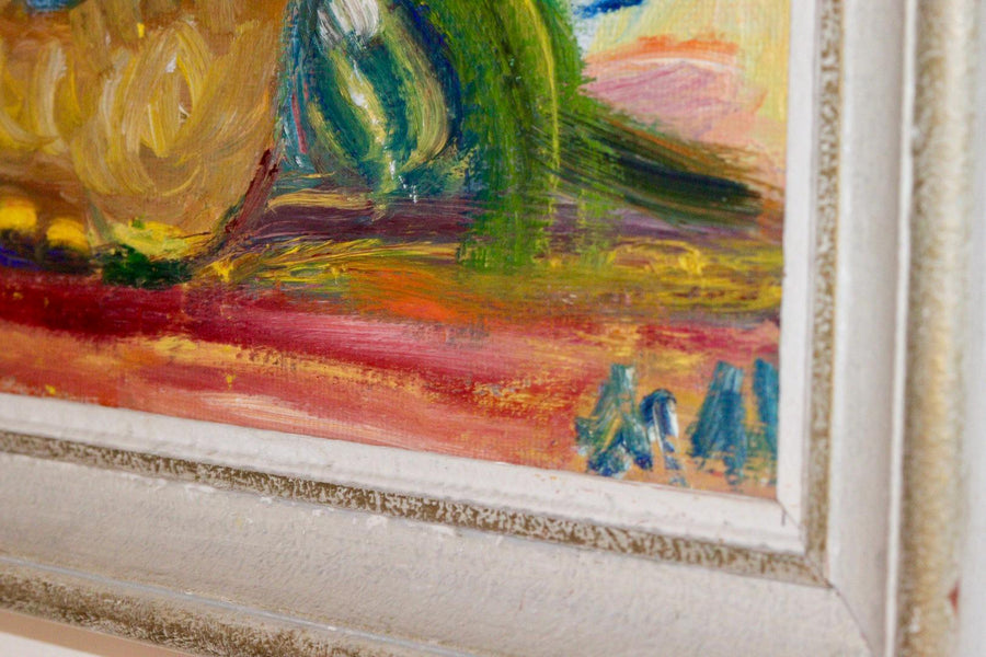 Original Swedish Mid-Century Oil On Panel Painting " Flowers "