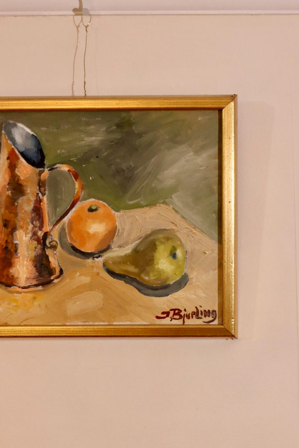 "Still Life Pitcher and Fruit" by J Bjurling