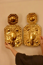 Large Mid-Century Swedish Brass Sconces