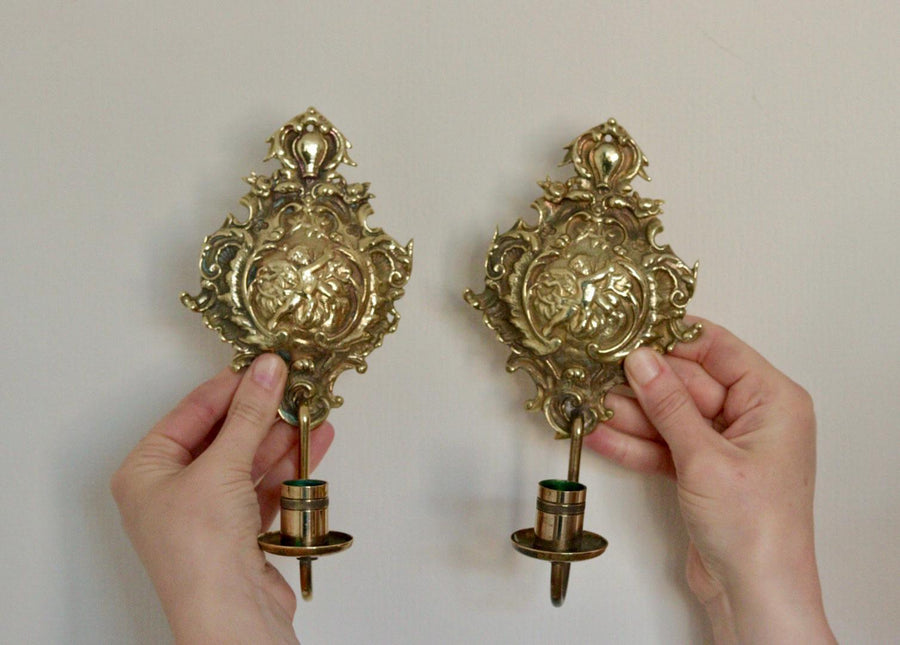 Pair of Mid-Century Brass Swedish Sconces by Arvika