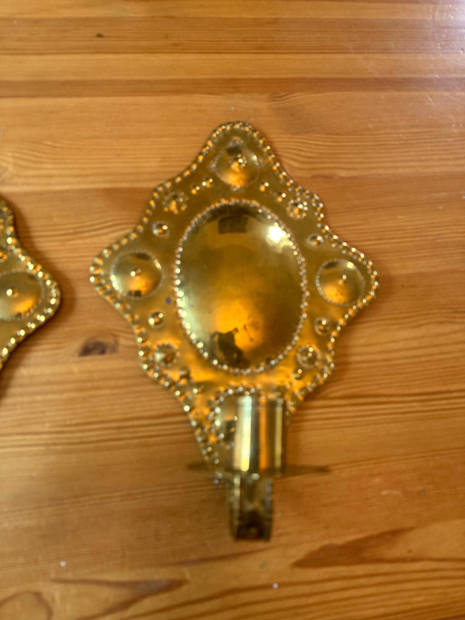 Reserved Pair Of Mid Century Swedish Brass Sconces