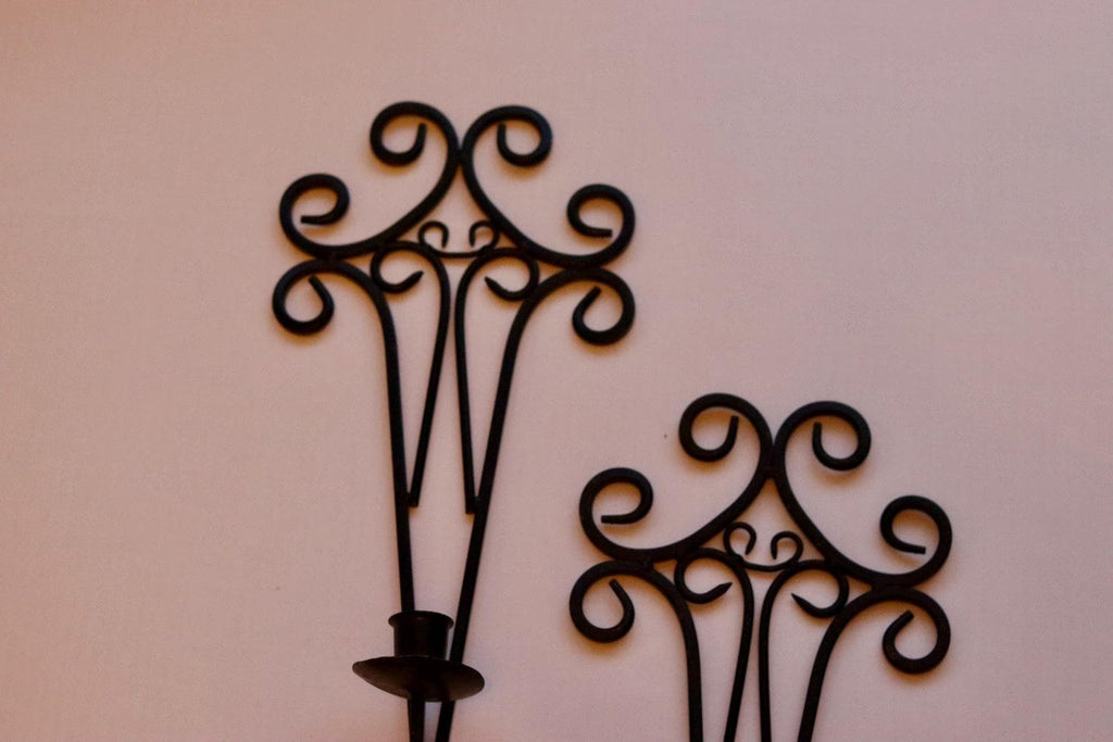 Pair of vintage black metal sconces