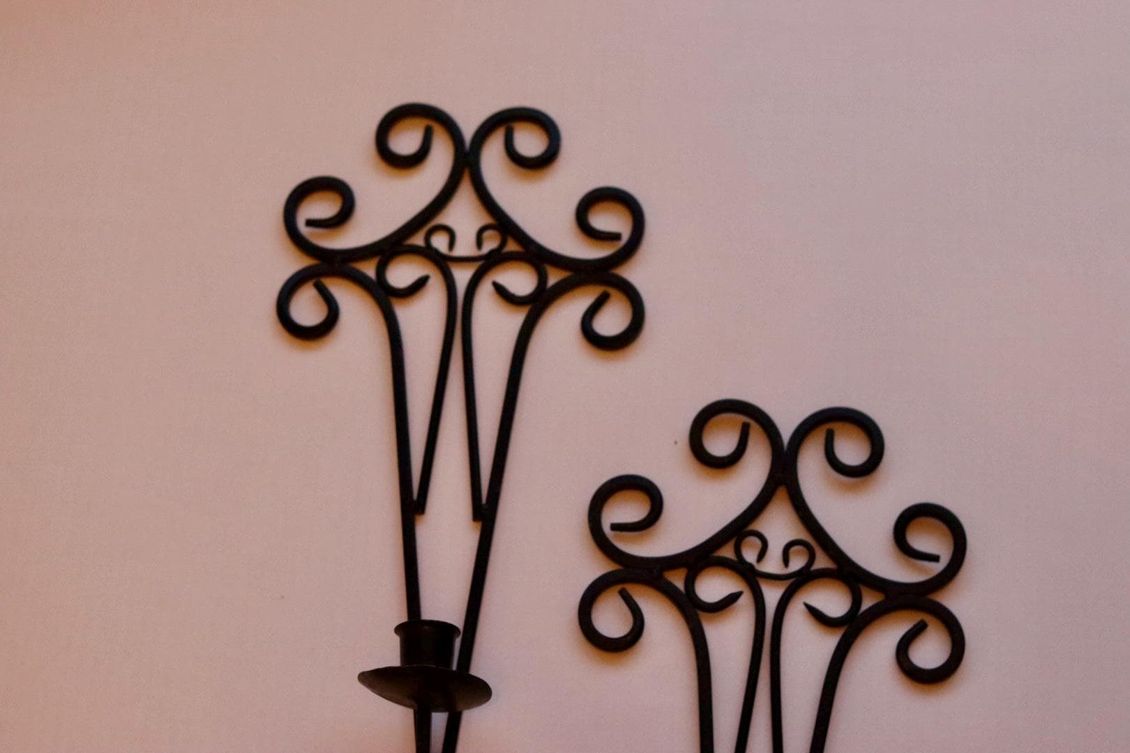 Pair of vintage black metal sconces