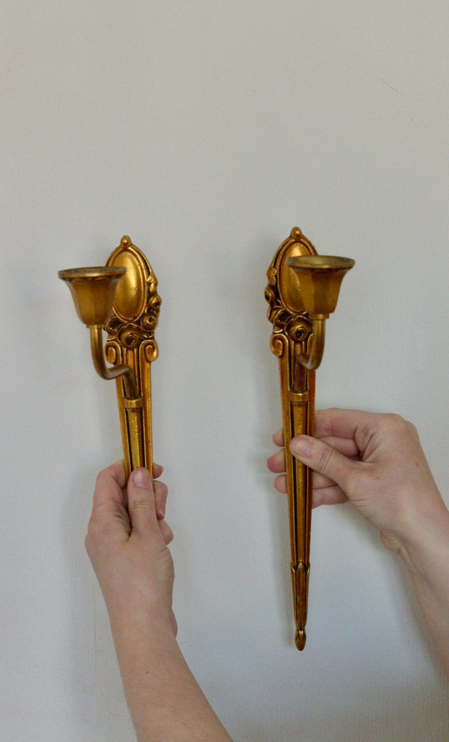 Pair of Mid-Century Brass Swedish Sconces