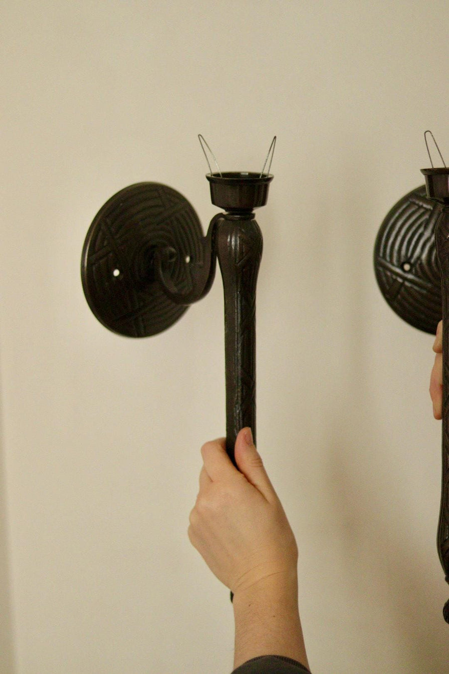 Vintage Pair of Sconces with Black Coating