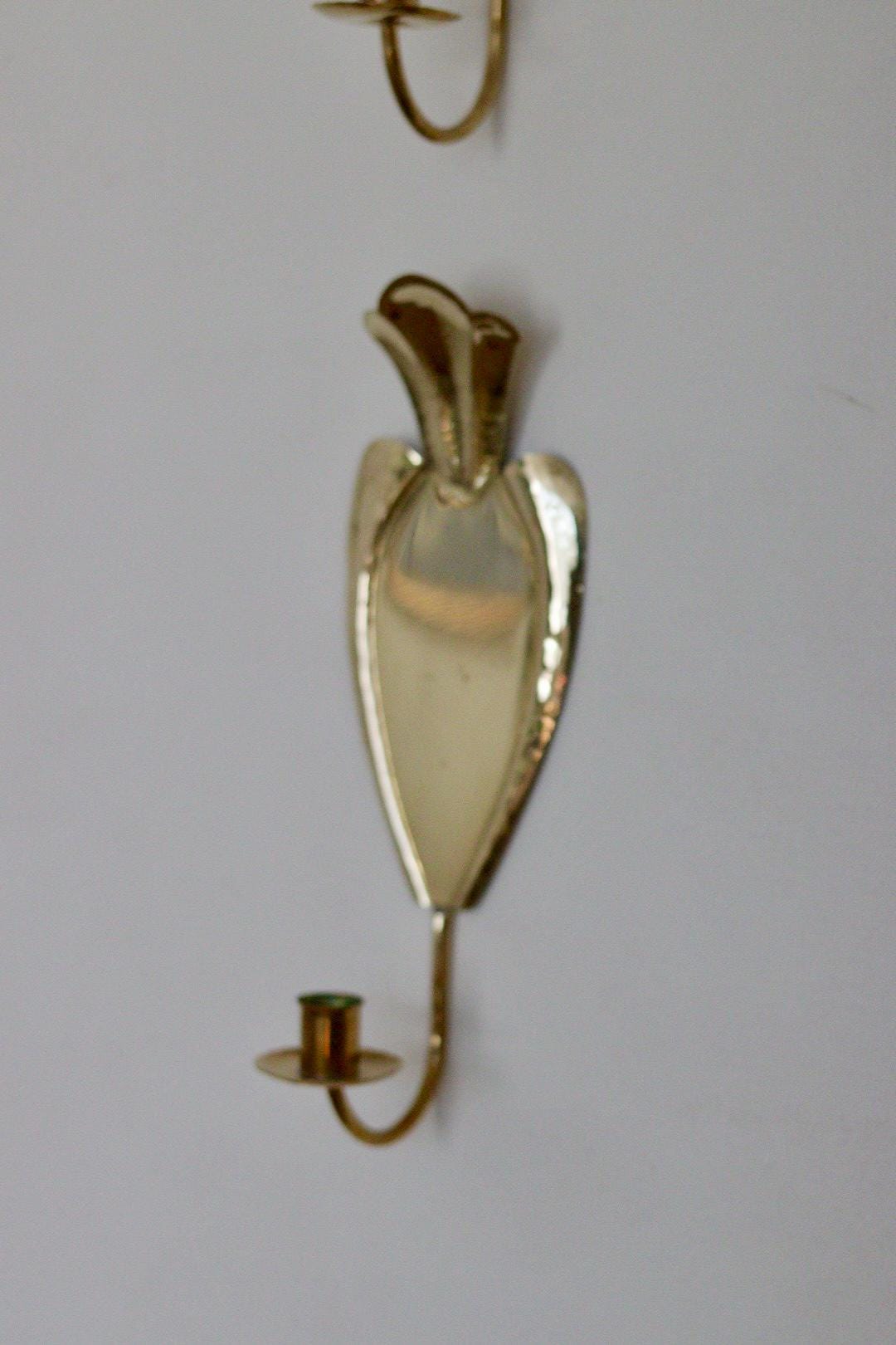 Pair Of Mid Century Swedish Brass Sconces by Arvika