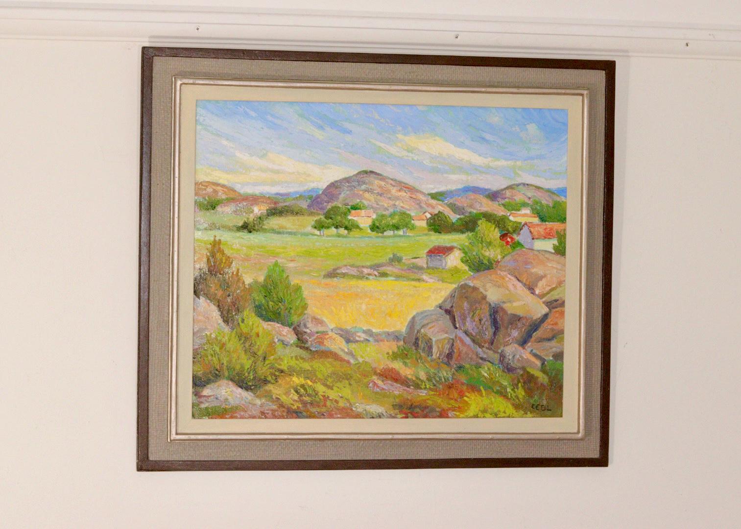 Mid-Century Original Swedish Oil on Canvas "Landscape "
