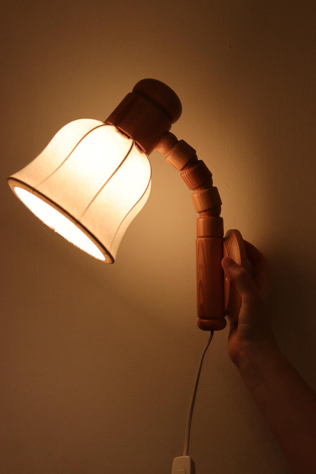 Pair of Vintage Wall Lamps by Solbackens Svarveri, Sweden, 1970s - Pine Wood