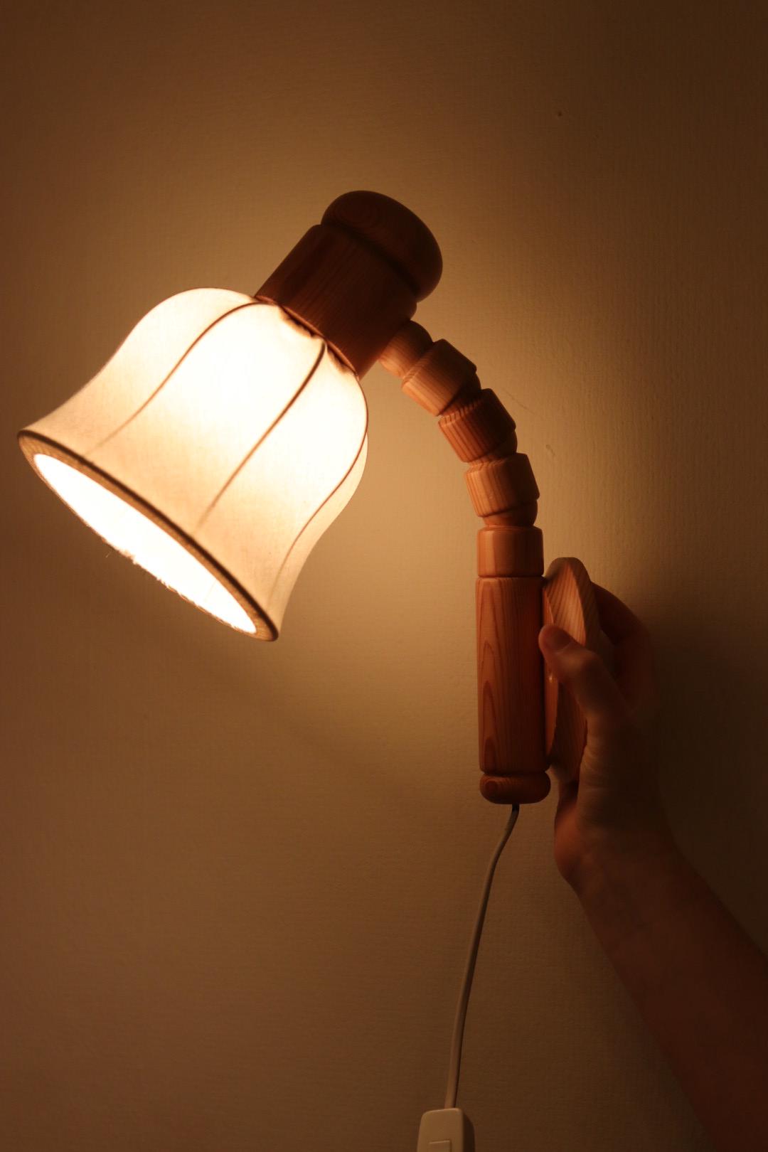 Pair of Vintage Wall Lamps by Solbackens Svarveri, Sweden, 1970s - Pine Wood