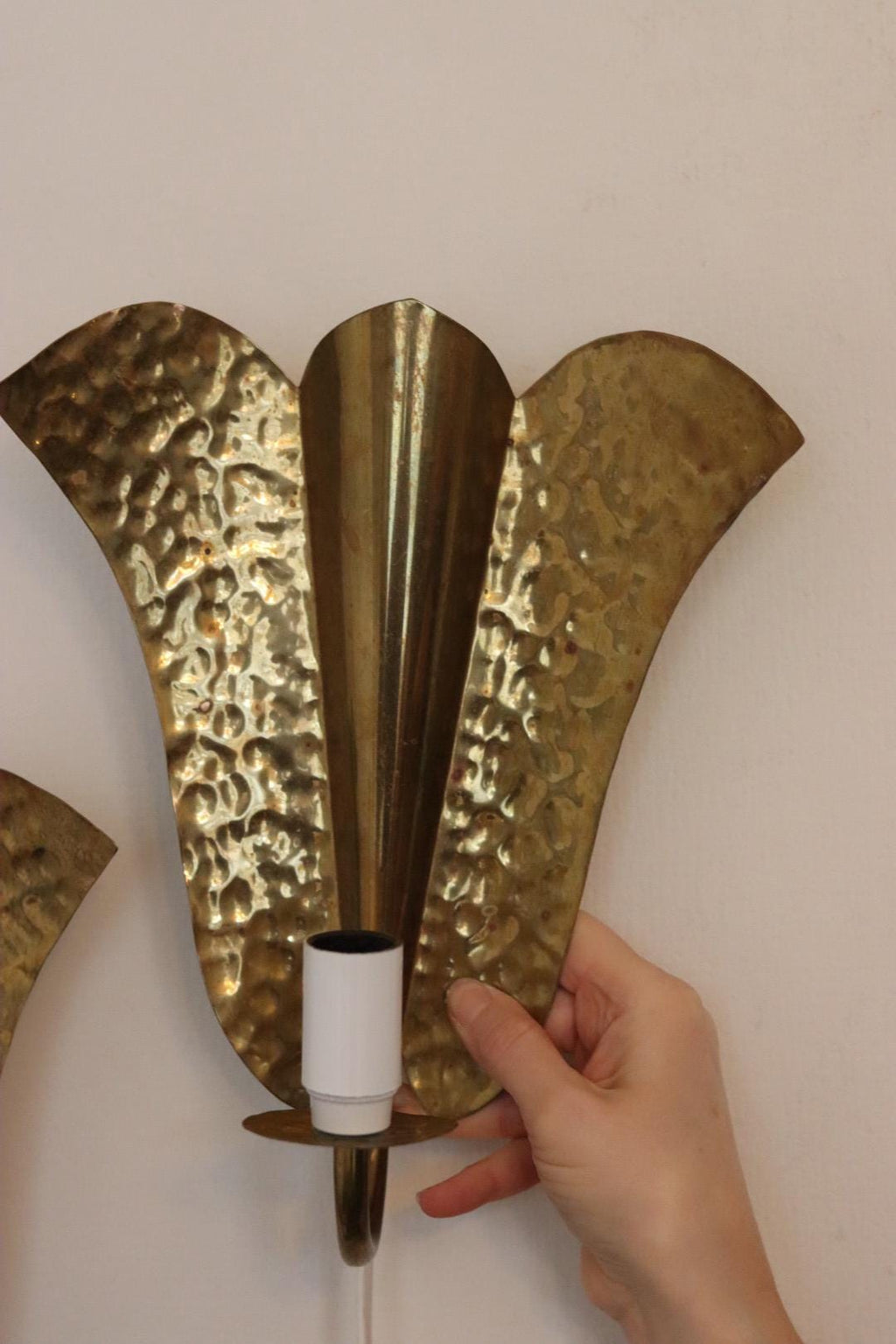 Pair of Swedish Mid-century Brass Electric Sconces
