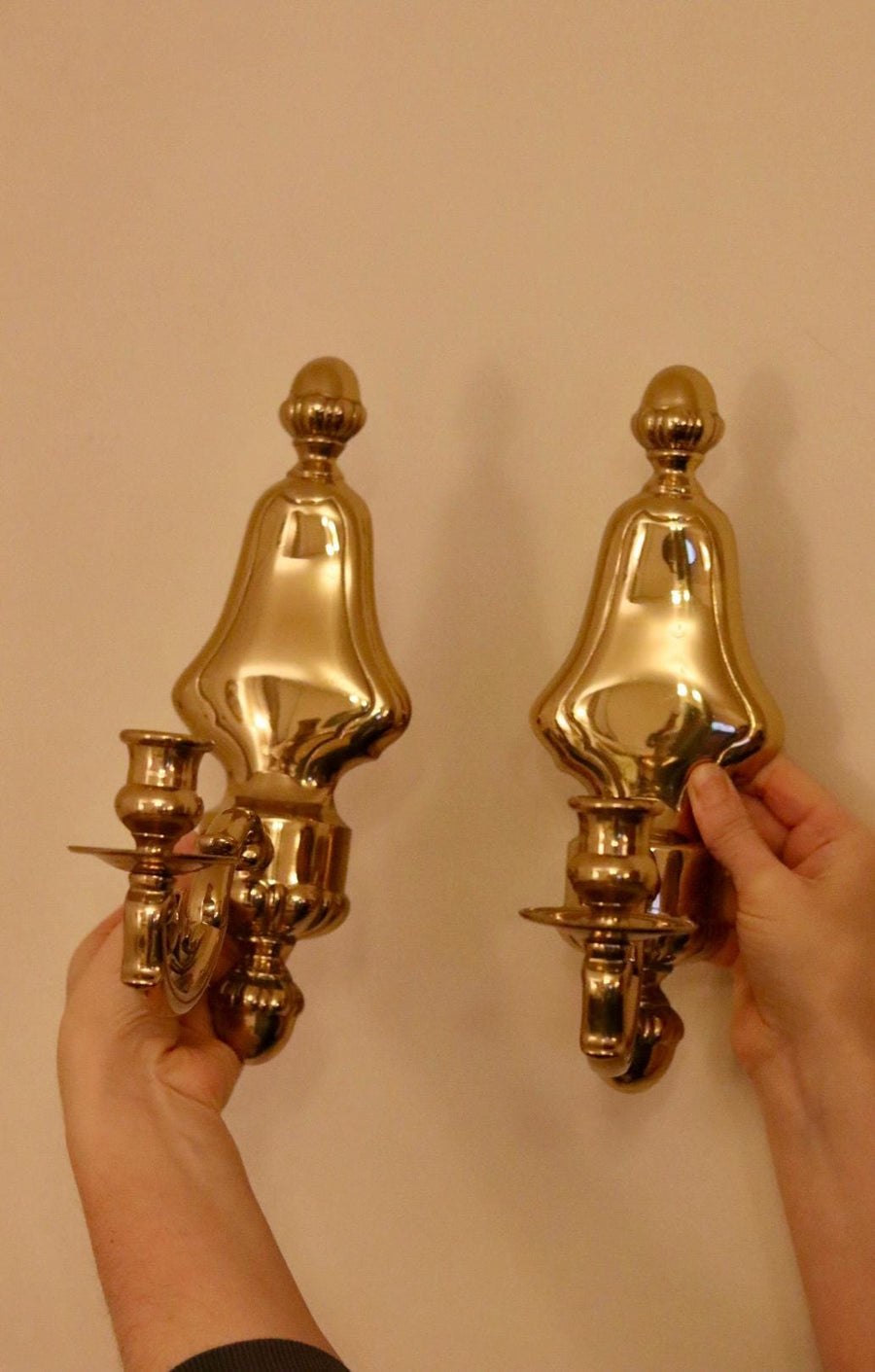 A Pair of Mid Century Swedish Brass Sconces