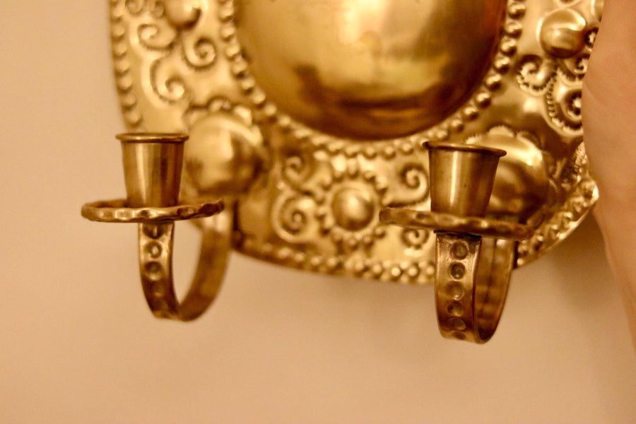 Large Mid-Century Swedish Brass Sconces