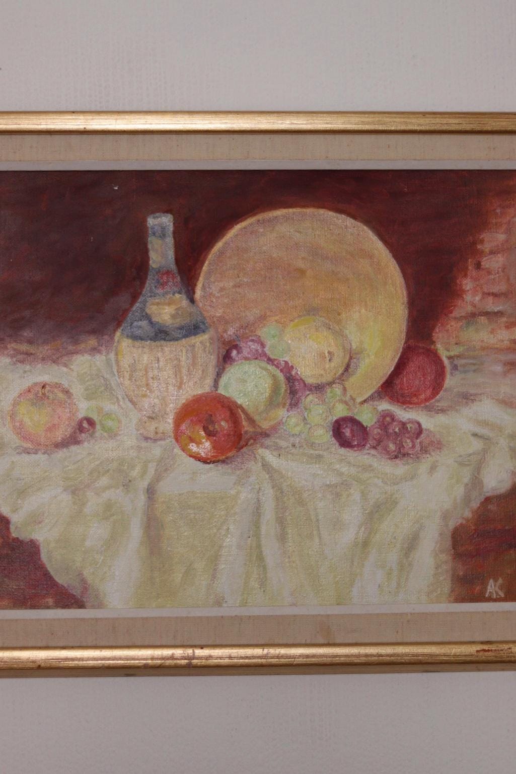 “Still Life with Fruit and Bottle” by A.K.