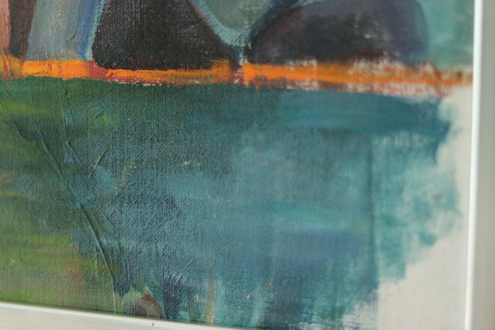 Original Swedish Abstract Oil on Canvas Painting "Abstract Rocks"