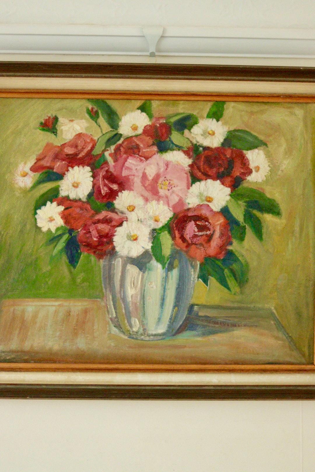 Original European Vintage Oil on  Panel Painting – “Floral Display”