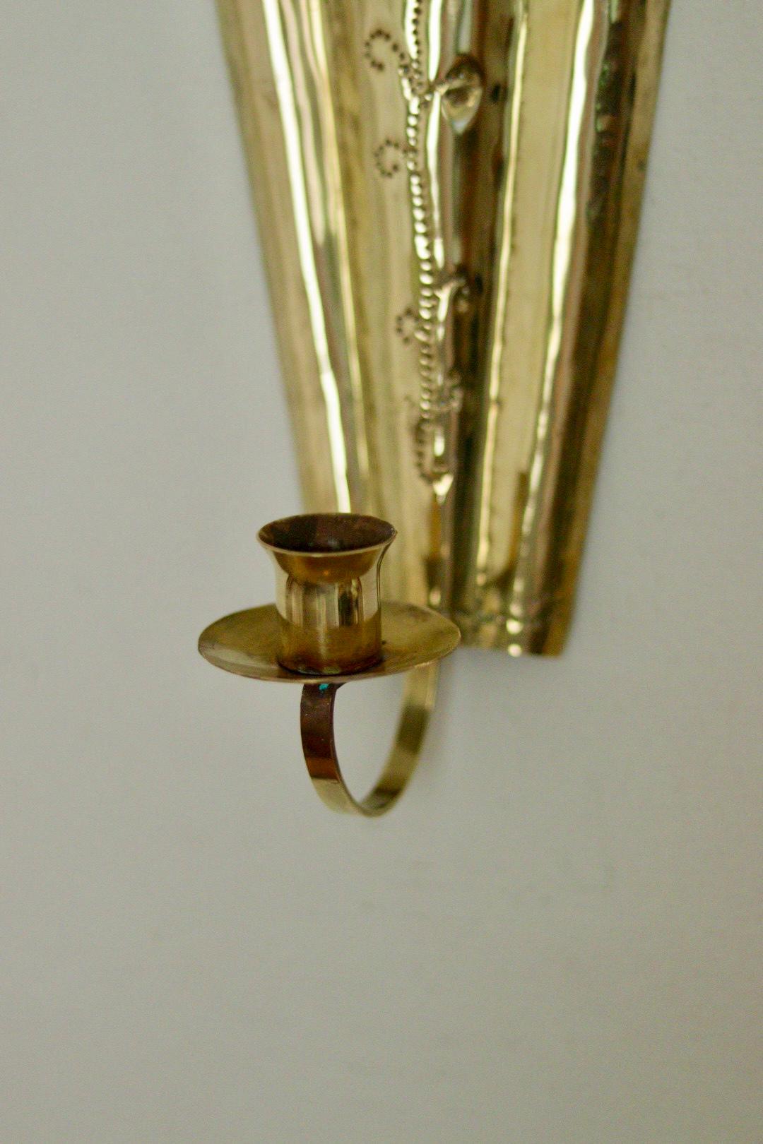 Pair of Vintage Brass Swedish Sconces