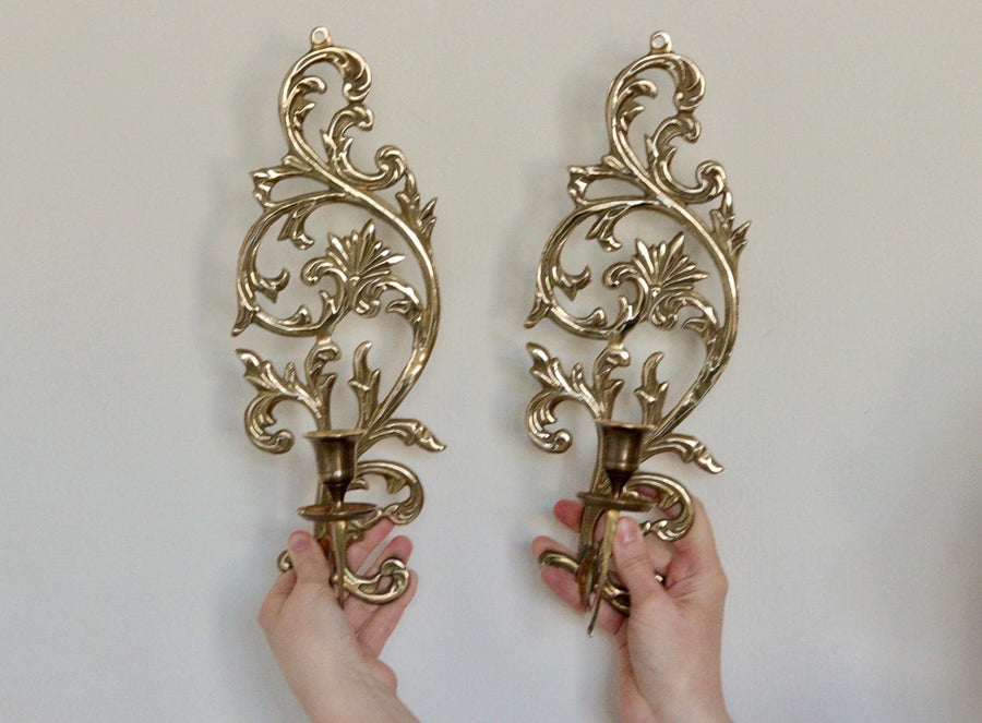 Pair of Mid-Century Brass Swedish Sconces