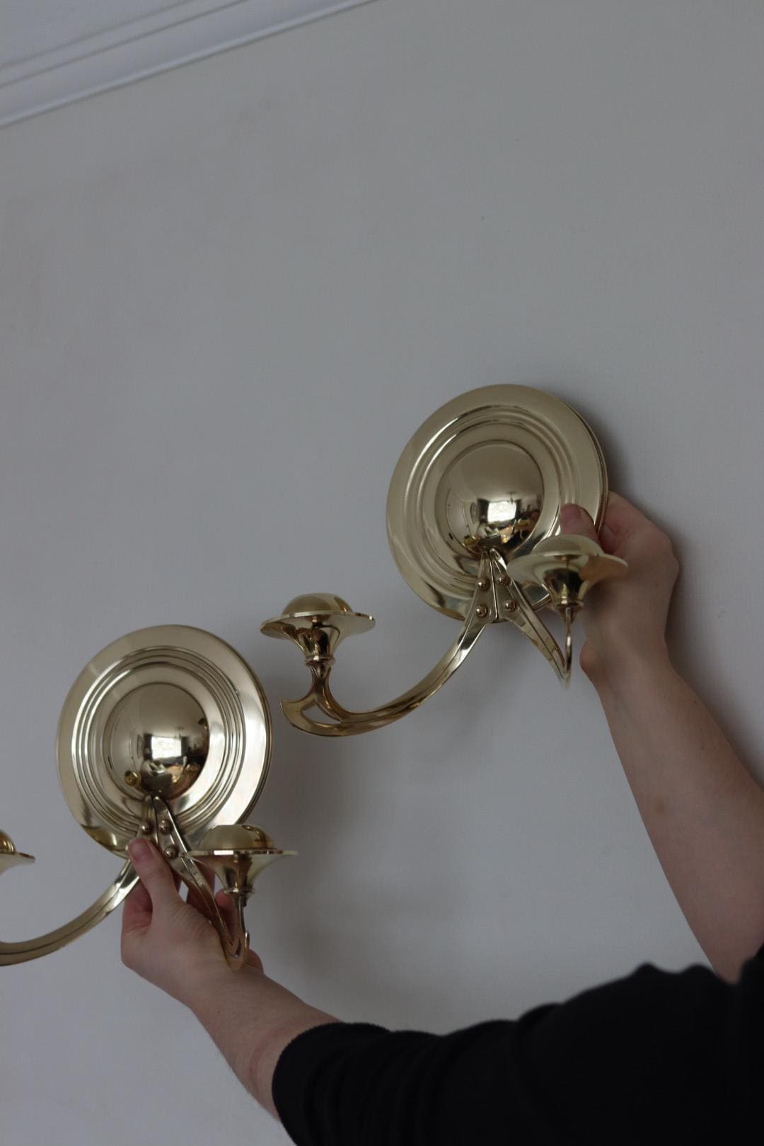 Pair Of Mid Century Swedish Brass Sconces