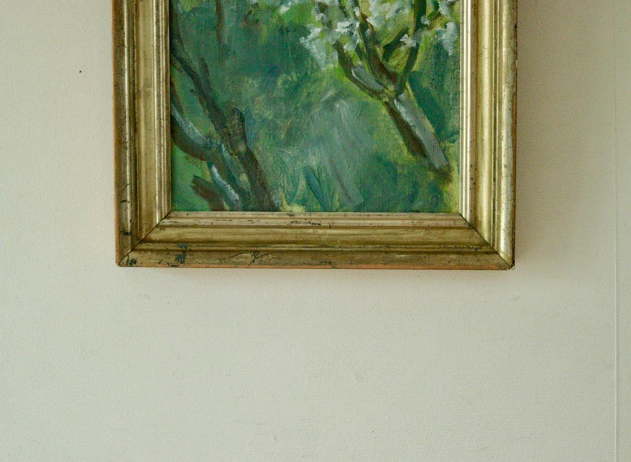 Original Swedish Mid Century Oil on Panel –Trees in Blossom