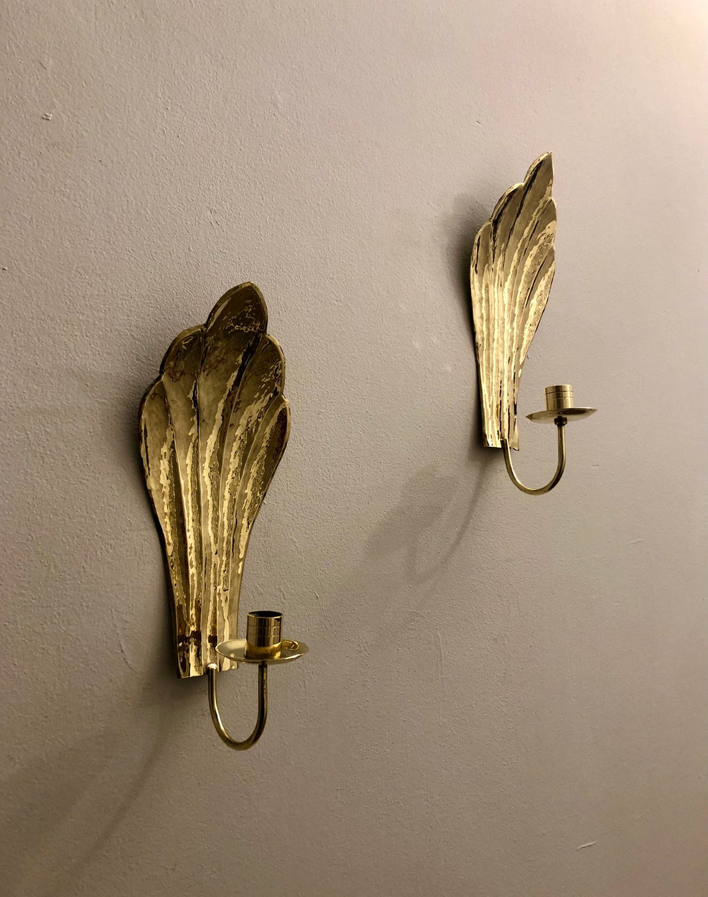Pair of Mid-Century Swedish Brass Sconces by Firma Lars Holmstrom Arvika