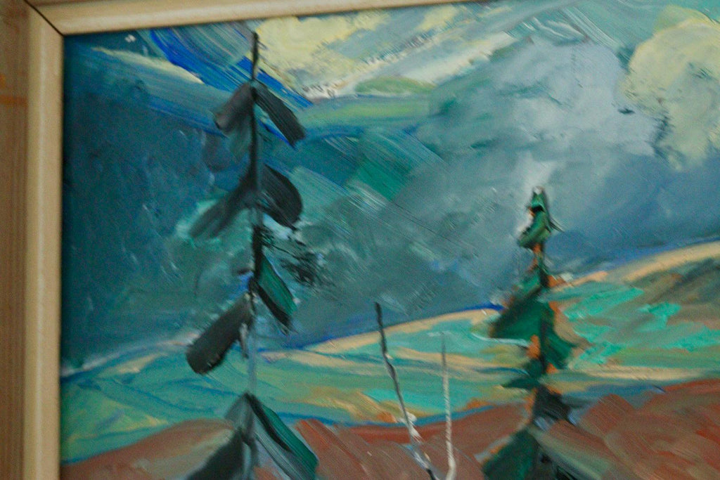 Original Mid Century Oil on Panel – “Landscape with Mountain”