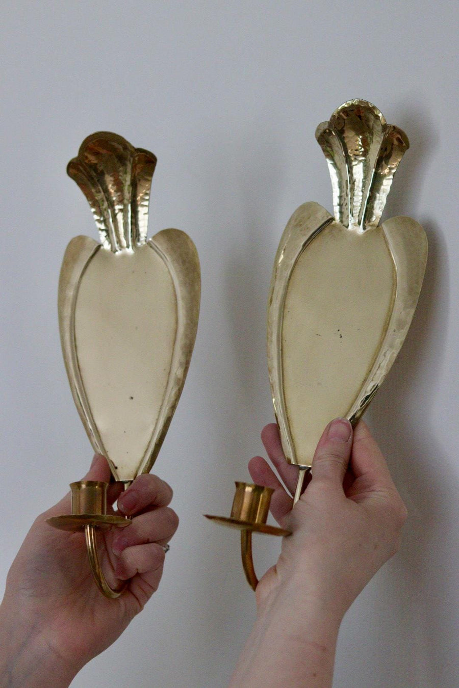 Pair Of Mid Century Swedish Brass Sconces by Arvika