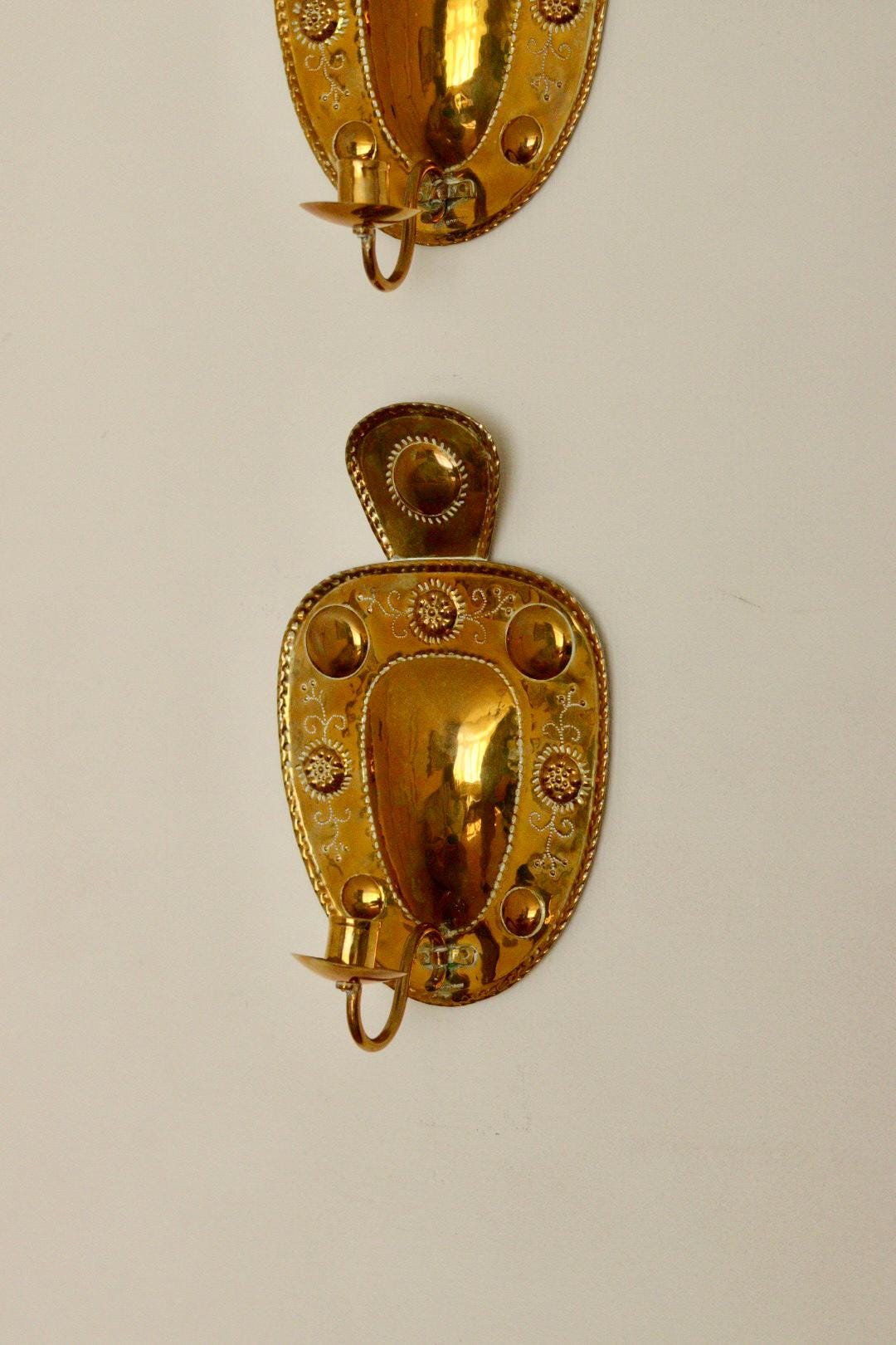 Pair Of Mid Century Swedish Brass Sconces