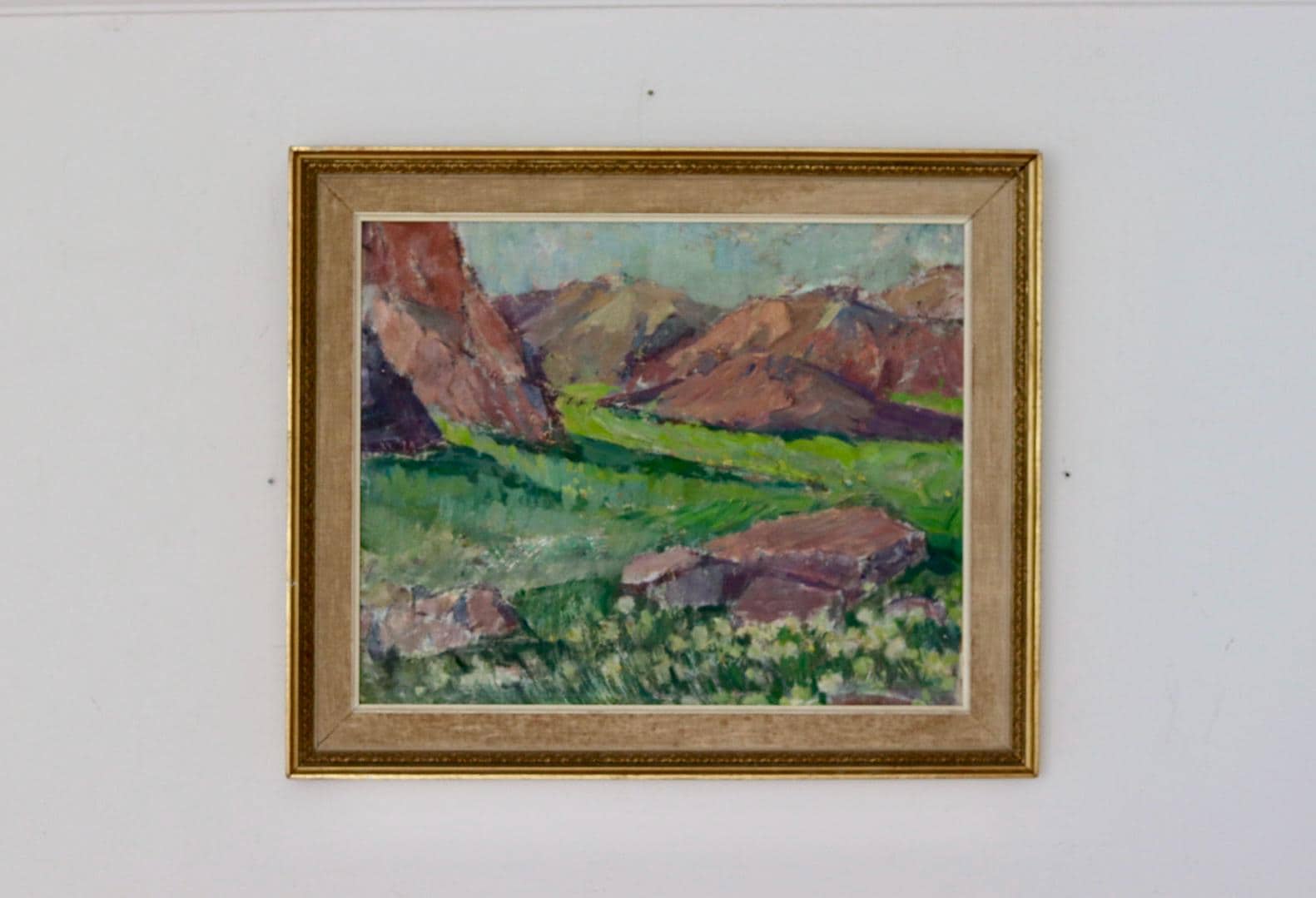 Mid-Century Oil Painting "Mountain Scene"