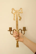 Pair of Vintage French Brass Double Arm Bow Sconces