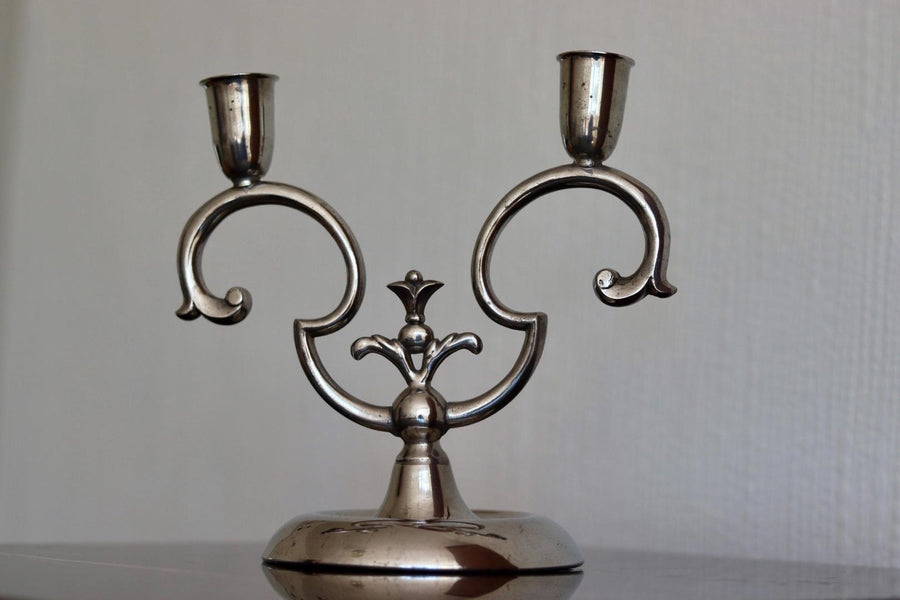 Pair of Vintage Swedish Pewter Candleholders by  Svenskt Tenn