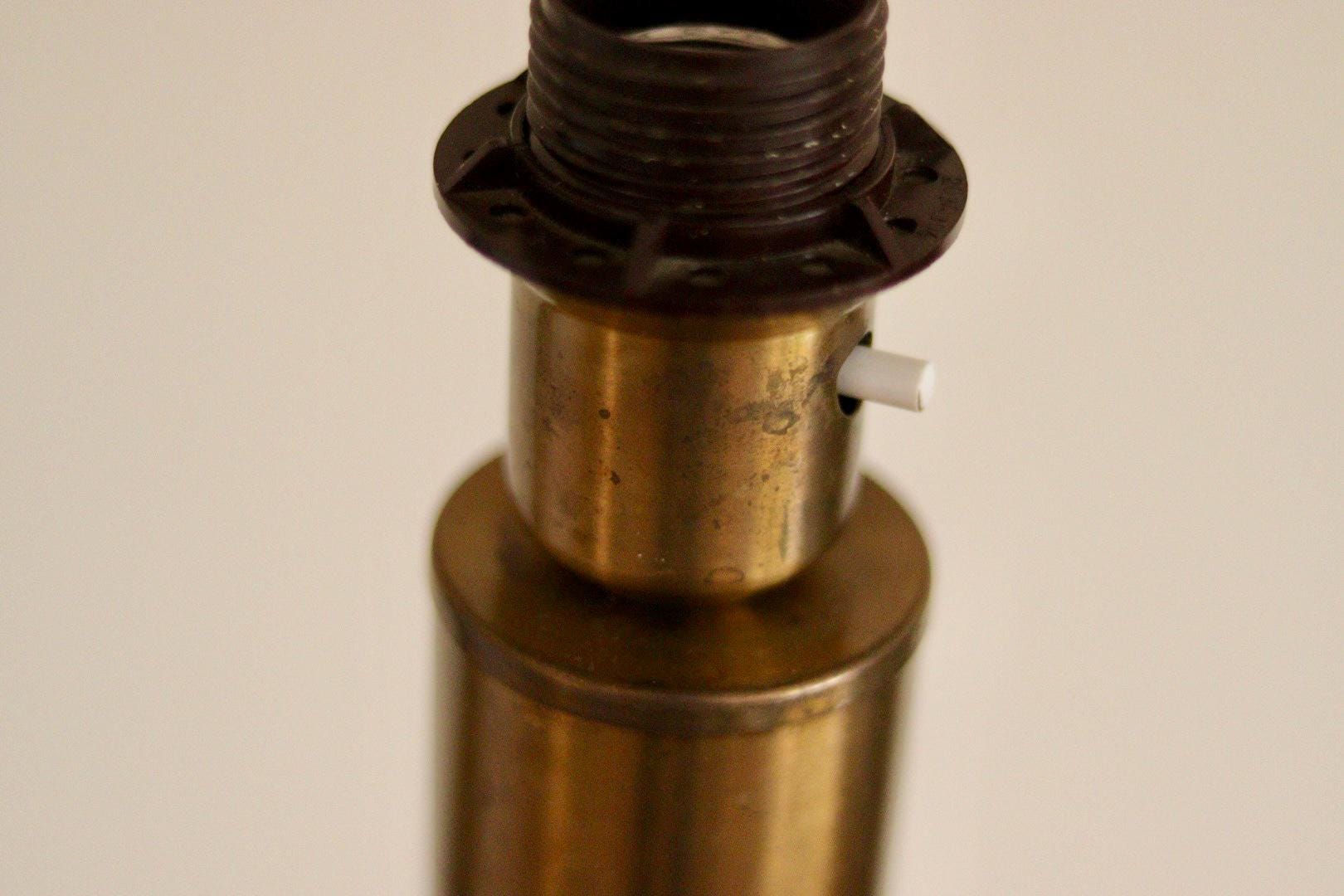 Tall Swedish Brass Bobbin lamps by Bergboms