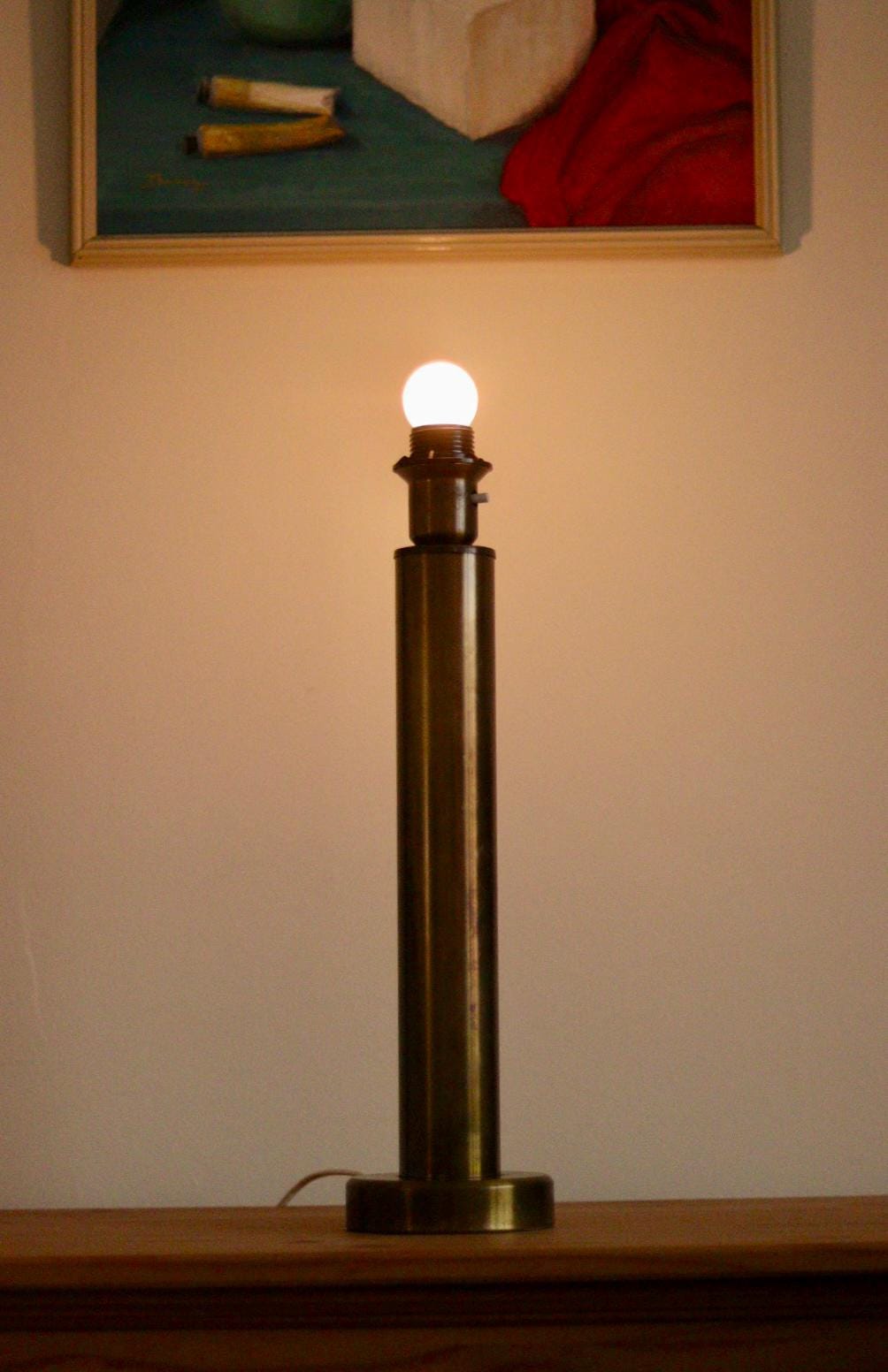Tall Swedish Brass Bobbin lamps by Bergboms