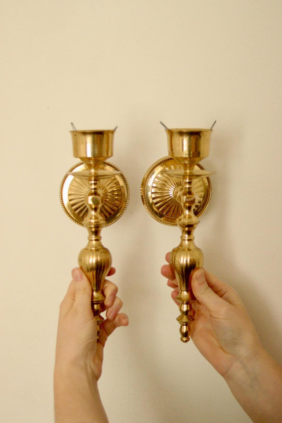 A Pair Of Vintage Brass Sconce