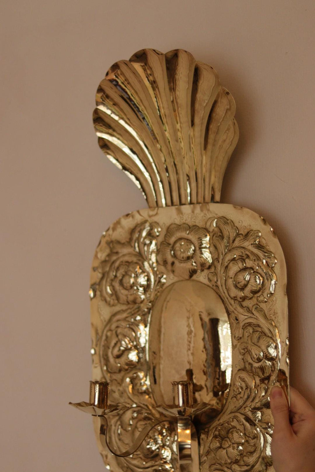 Large Mid-Century Swedish Brass Sconces